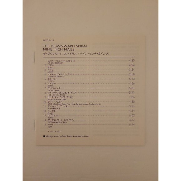 Nine Inch Nails Downward Spiral Japanese Import - Picture 12 of 13